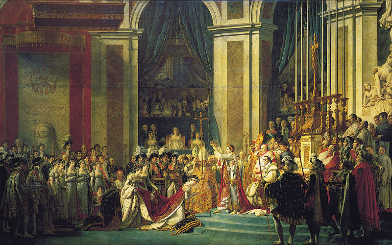 The Coronation of Napoleon at Notre Dame Paris, December 2nd, 1804,  by George Rouget (1783-1869), painted 1805-1807, Musée du Louvre.